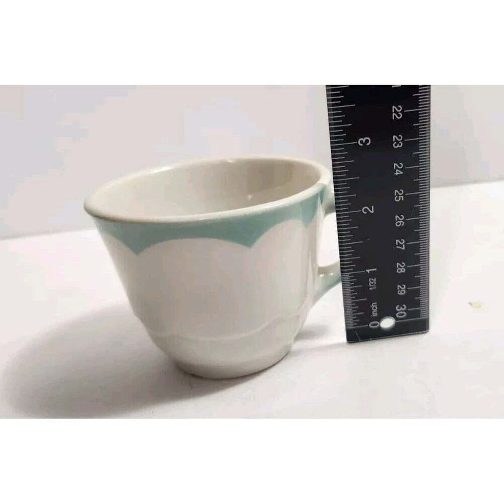Vintage Jackson Custom China Mug  Turquoise Wave On White K8